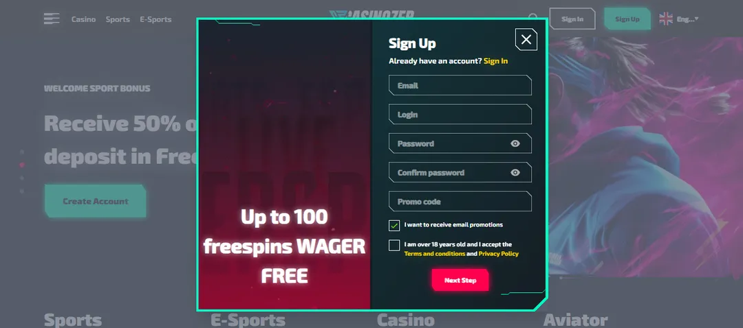 Casinozer Casino Inscription